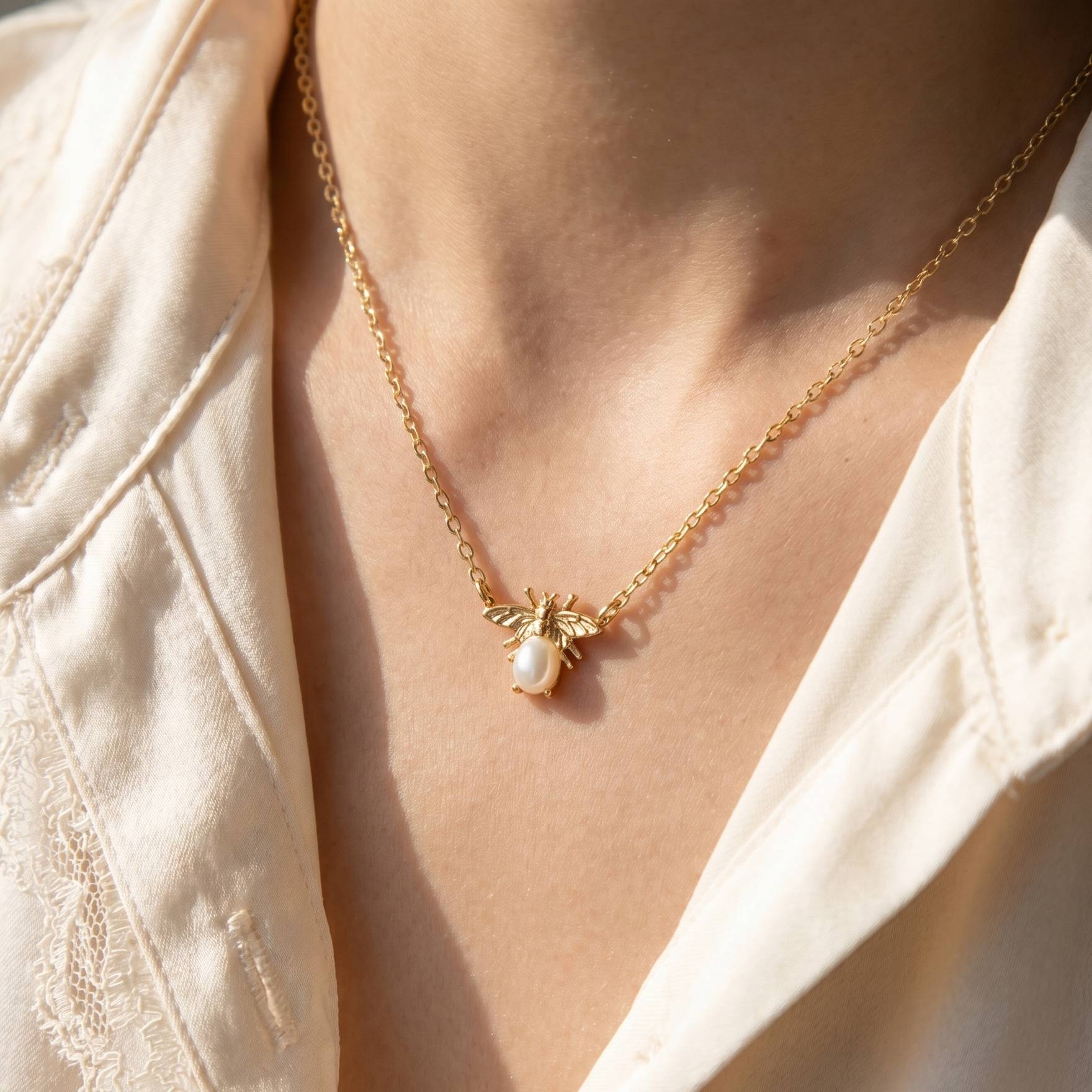 Mini Opal Bug Pendant Necklace