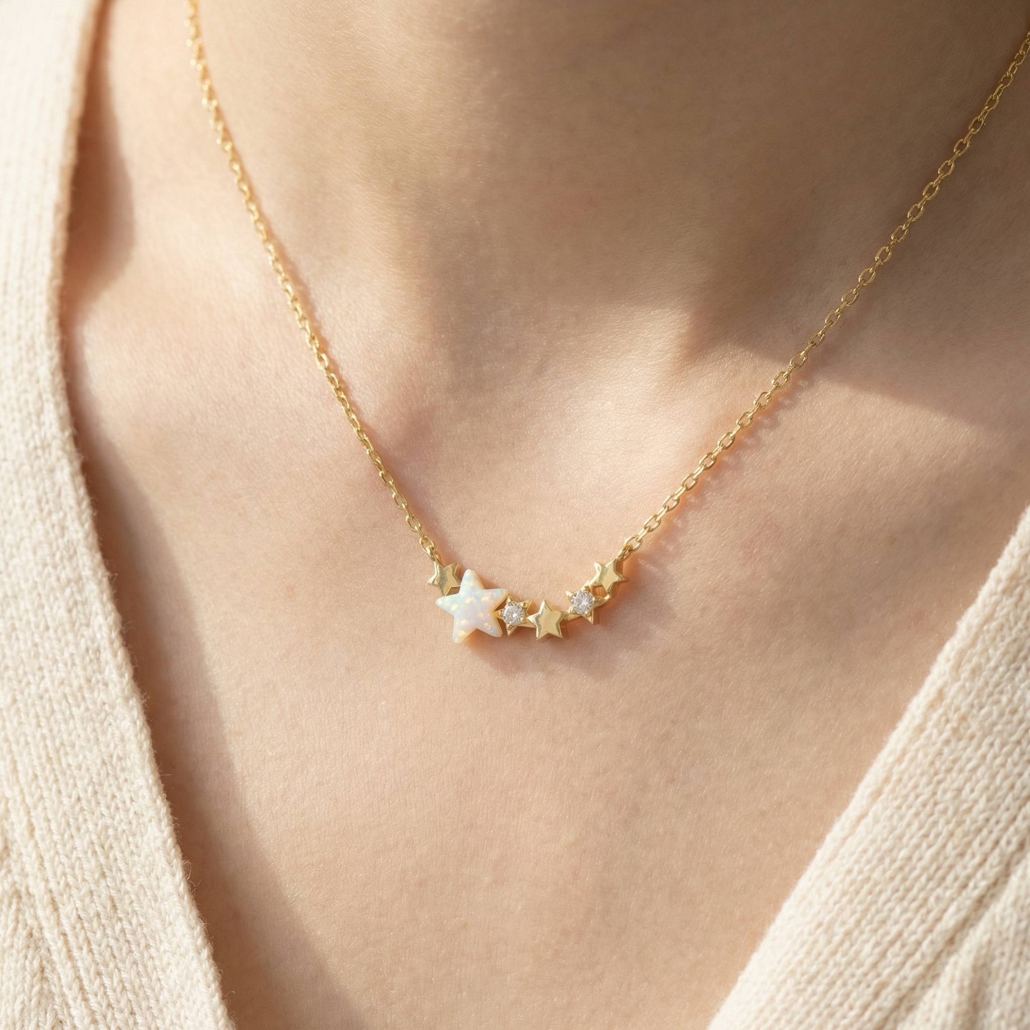 Dainty Multi Star Charm Necklace