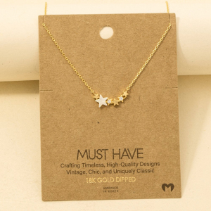 Gold Dipped Dainty Multi Star Charm Necklace