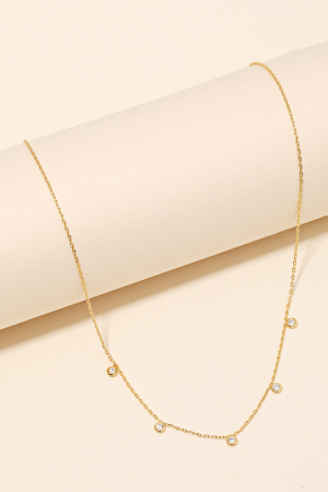 Dainty Chain Rhinestone Station Necklace