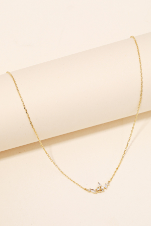 Rhinestone Flower Charm Necklace