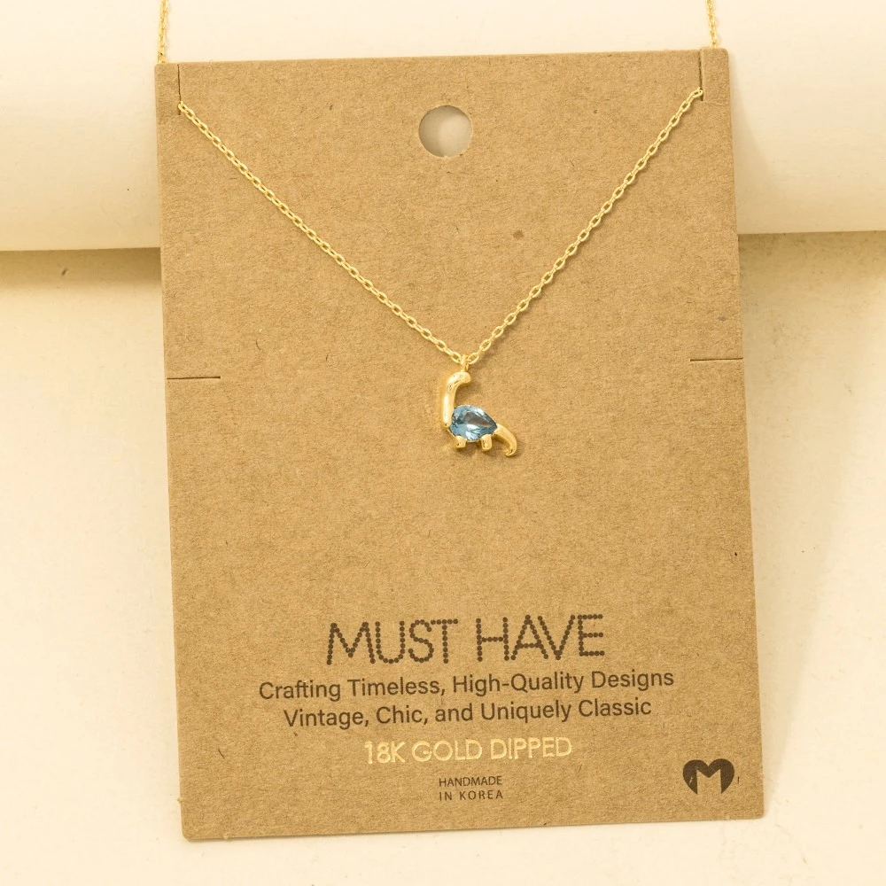 Dainty Chain Dinosaur Pendant Necklace