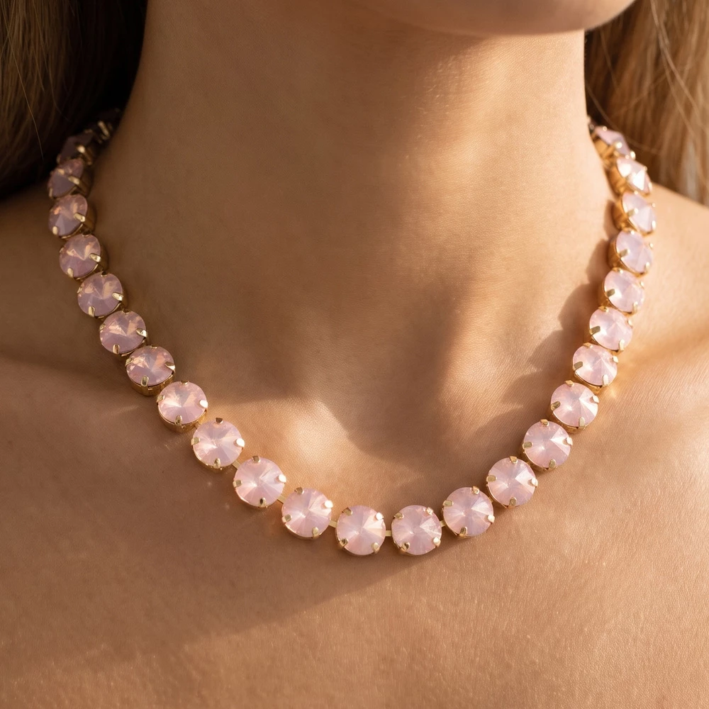 Opalescent Round Crystal Collar Necklace