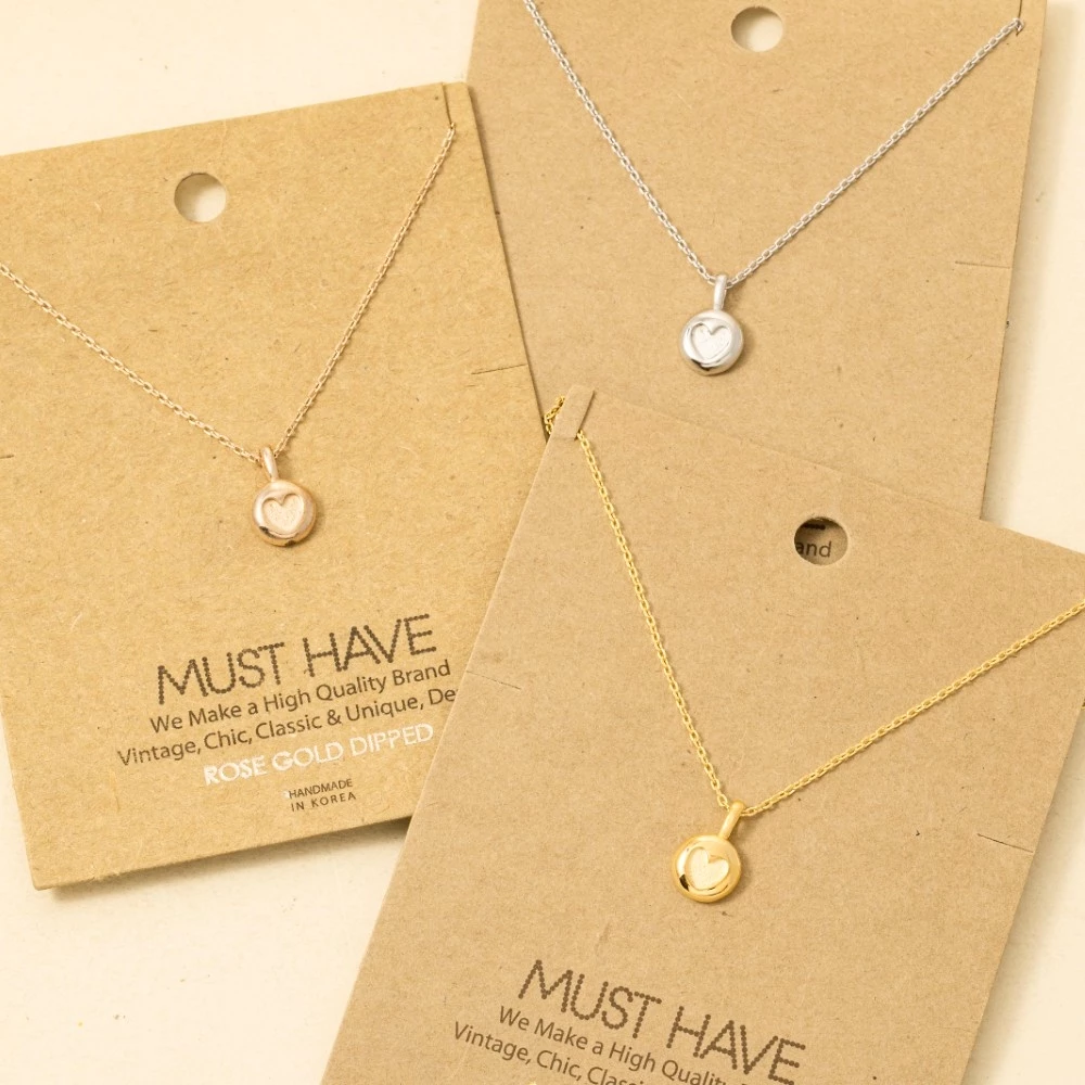Gold Dipped Mini Coin Heart Pendant Necklace