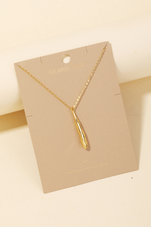 Warped Metallic Bar Pendant Necklace