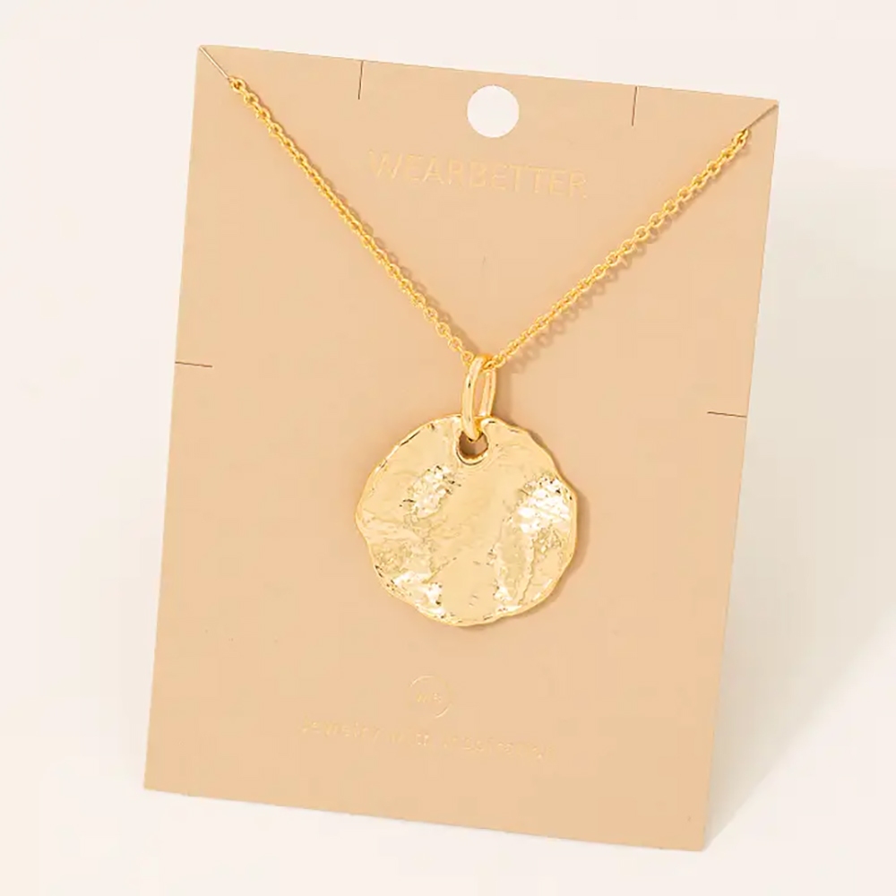 Warped Metallic Coin Necklace