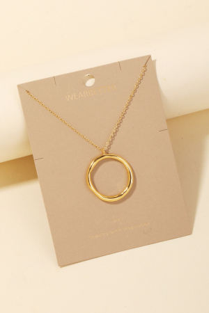 Warped Metallic Hoop Pendant Necklace