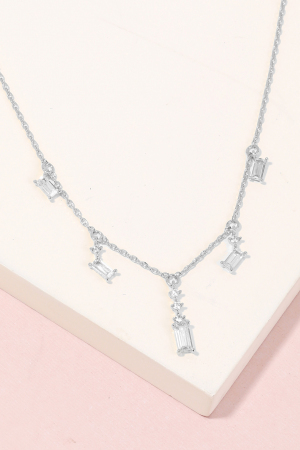 Dainty Chain Rhinestone Charm Necklace