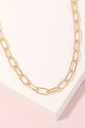 Textured Metallic Oval Chain Link Necklace