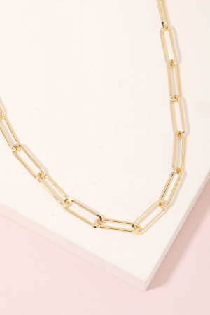 Metallic Long Oval Classic Chain Link Necklace