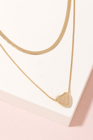 Layered Chain Heart Pendant Necklace
