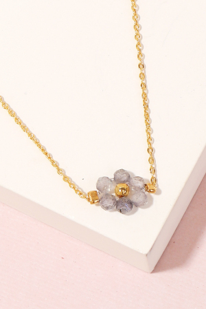 Beaded Flower Charm Necklace