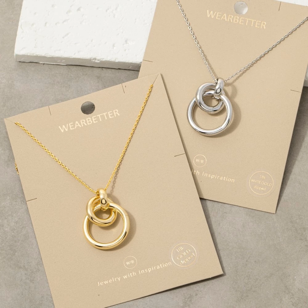 Linked Tube Hoop Pendant Necklace