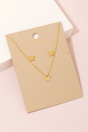 Mini Butterfly Pendant Necklace Set