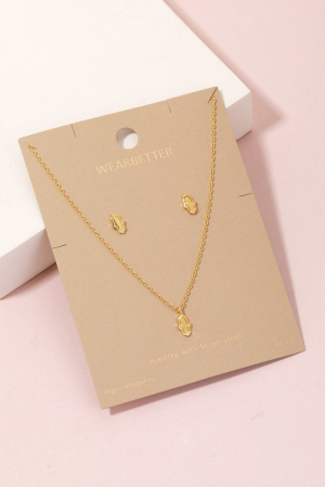 Hamsa Hand Pendant Necklace Set