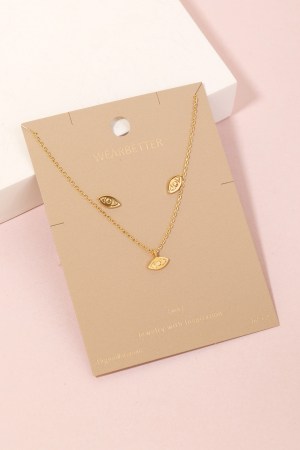 Eye Stud Earrings And Pendant Necklace Set