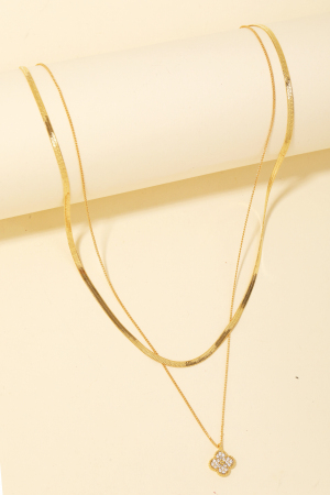 Mini Flower Pendant Layered Necklace