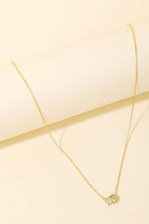 Pave Mini Moon Star Pendant Necklace