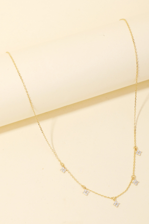 Pave Clover Charms Chain Necklace