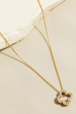 Dainty Chain Pave Clover Pendant Necklace