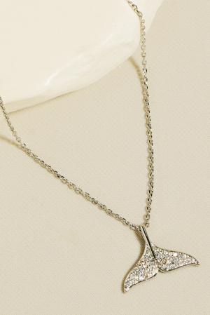 Dainty Chain Pave Fish Tail Pendant Necklace