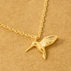 Gold Dipped Humming Bird Pendant Necklace