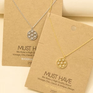 Flower Coin Pendant Necklace
