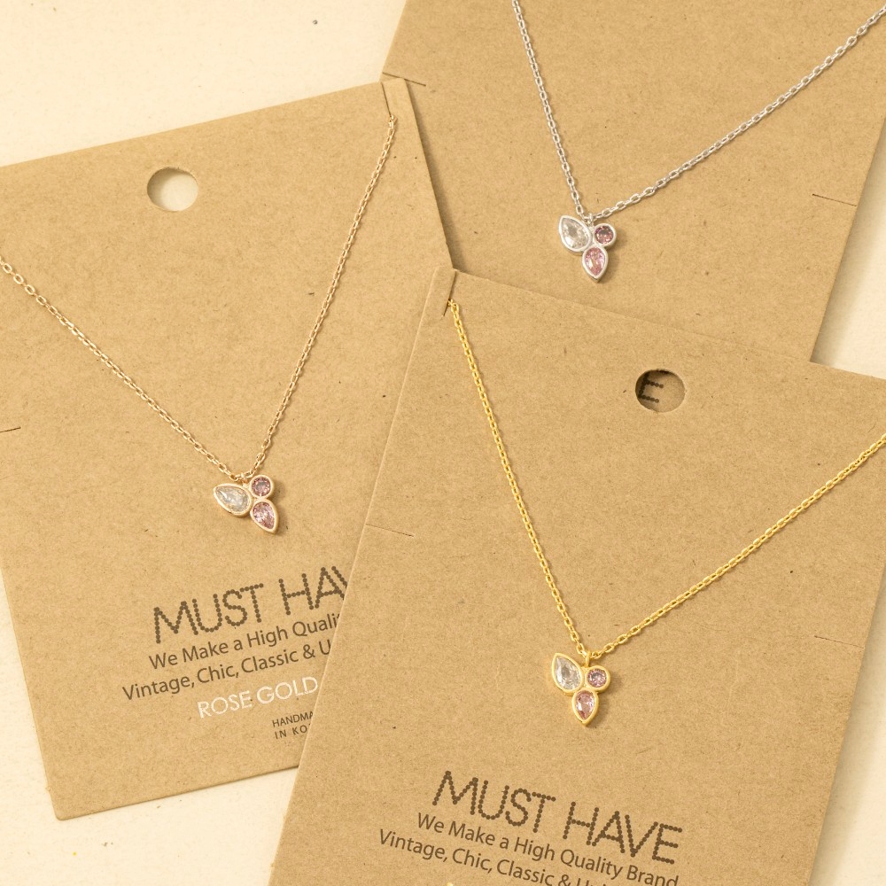 Gold Dipped Cz Studs Pendant Necklace