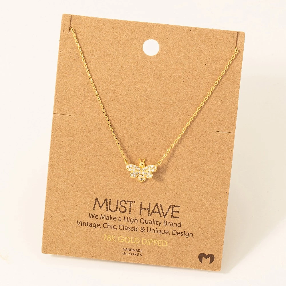 Pave Bee Pendant Necklace