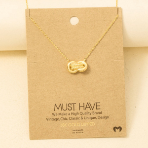 Gold Dipped Linked Hoop Charm Necklace