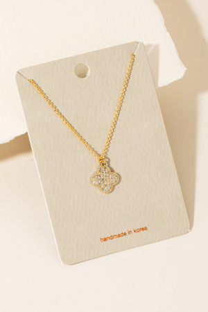 Pave Clover Pendant Necklace