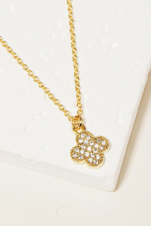 Cubic Zirconia Pave Clover Pendant Necklace