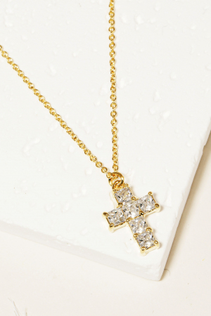 Rhinestone Cross Pendant Necklace