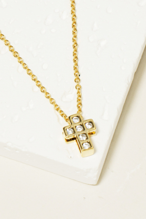 Cubic Zirconia Mini Cross Pendant Necklace