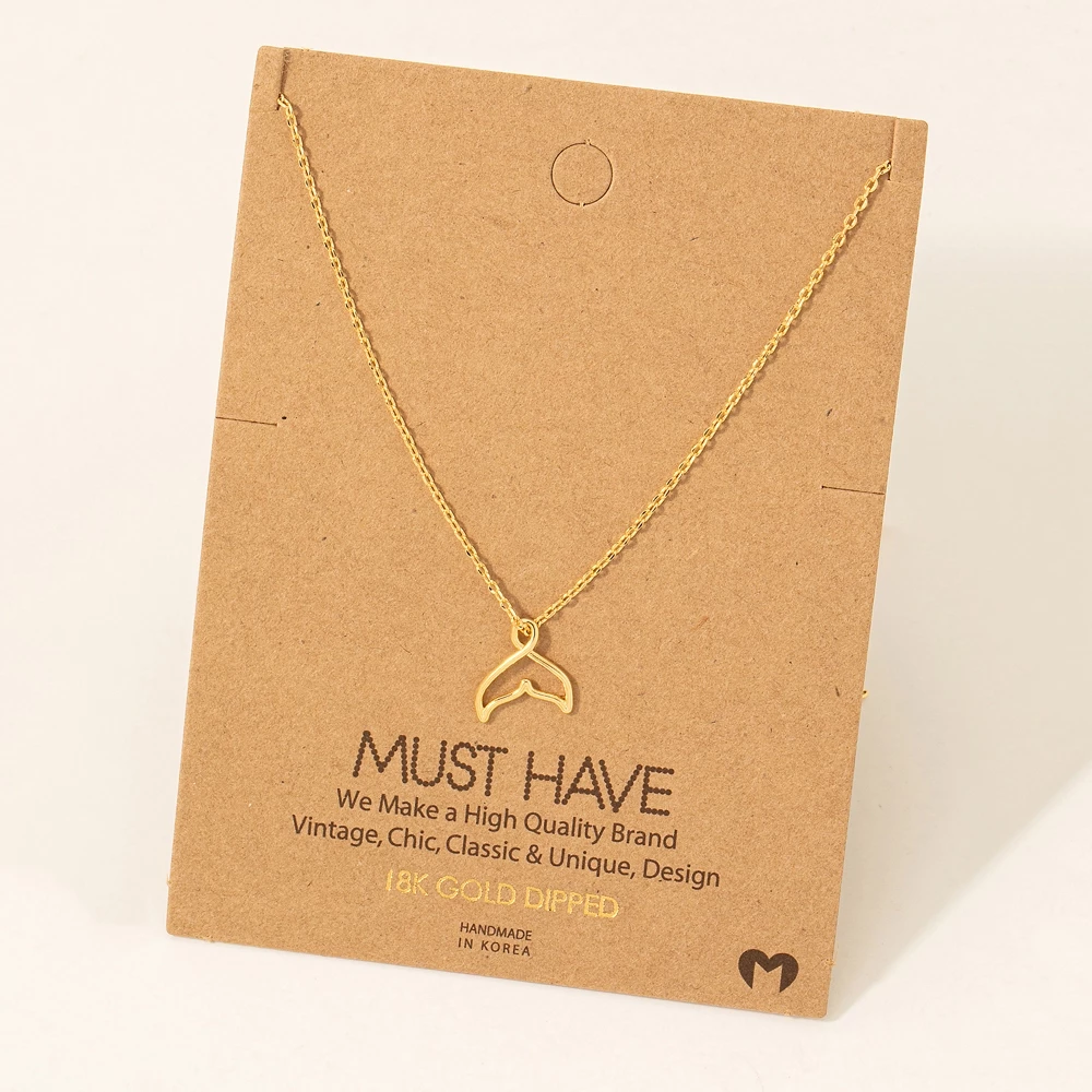 Gold Dipped Whale Tale Pendant Necklace