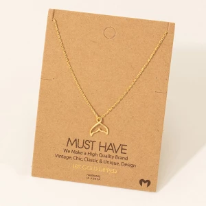 Gold Dipped Whale Tale Pendant Necklace