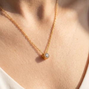 Gold Dipped Mini Cz Pendant Necklace