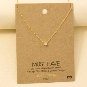 Gold Dipped Mini Cz Pendant Necklace