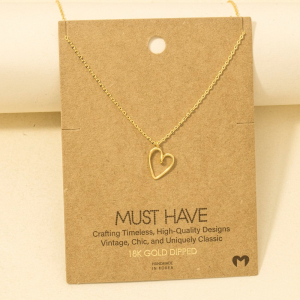 Gold Dipped Wire Heart Pendant Necklace