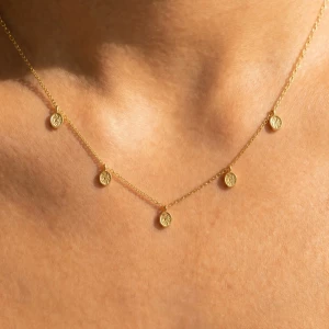 Gold Dipped Mini Eye Of Horus Station Charms Necklace
