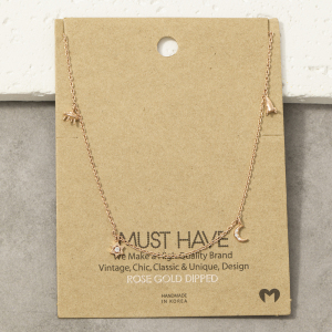 Cz Star Moon Multi Charm Station Necklace