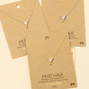 Gold Dipped Cz Cocktail Pendant Necklace