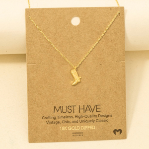Gold Dipped Cowboy Boots Pendant Necklace