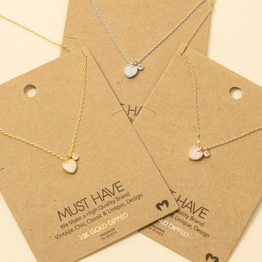 Gold Dipped Gemstone Heart Pendant Necklace