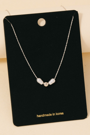 Pearl And Metallic Bead Charms Chain Necklace