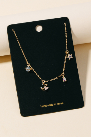 Mixed Space Themed Charms Necklace