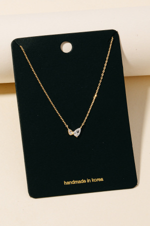 Cz Double Tear Pendant Chain Necklace