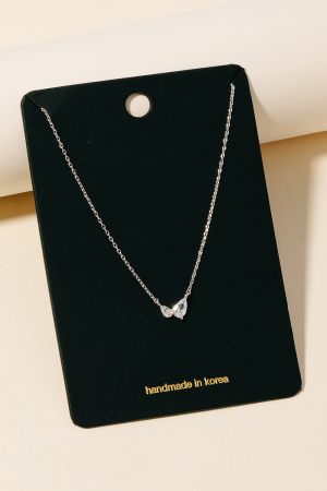 Cz Double Tear Pendant Chain Necklace