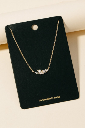 Cz Cluster Bar Pendant Necklace
