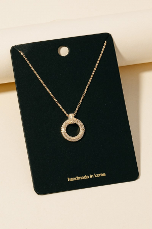Cz Pave Hoop Pendant Necklace